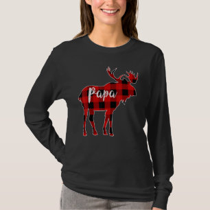 T-shirt Papa Moose Red Buffalo Plaid Famille Correspondant