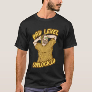 T-shirt Papa Niveau Déverrouillé Famille Père Filles Amour
