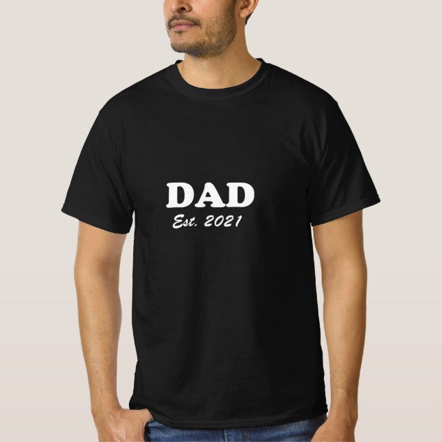 T-shirt Papa noir blanc coutume établie date moderne fun (Devant)