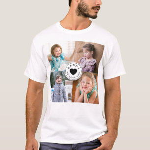 T-shirt Papa nous t'aimons enfants à coeur noir 4 Collage