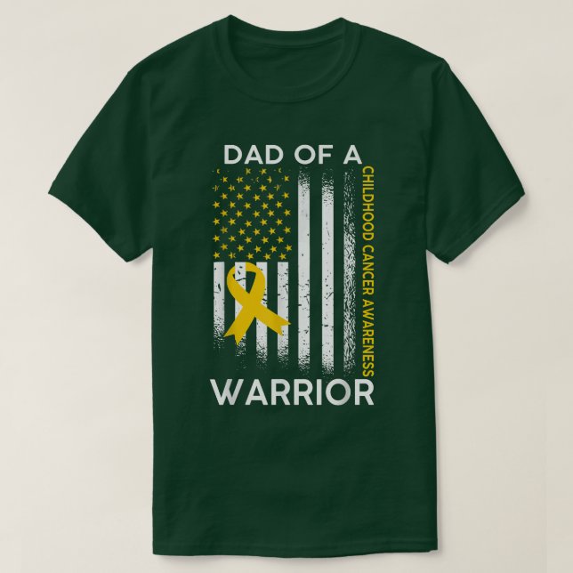 T-shirt Papa Of A Warrior Chilhood Cancer Awareness flag R (Design devant)