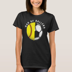 T-shirt Papa Of Ballers Père Son Softball Football Joueur