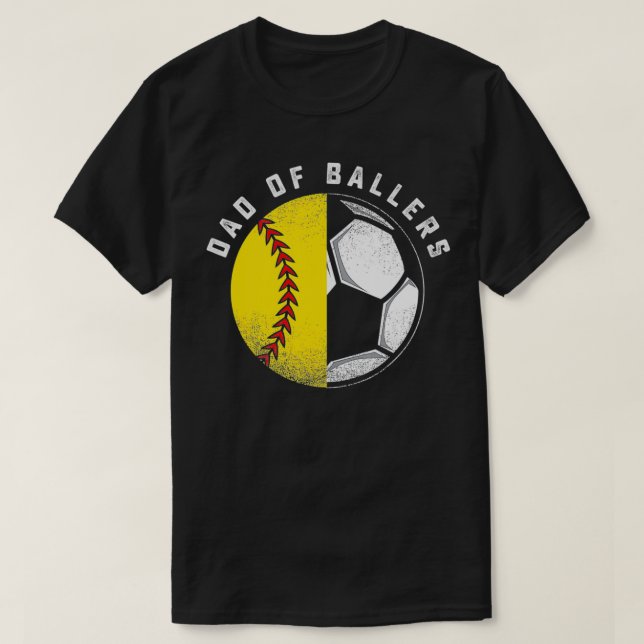 T-shirt Papa Of Ballers Père Son Softball Football Joueur  (Design devant)