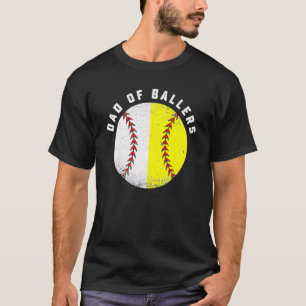 T-shirt Papa Of Ballers Softball Joueur De Baseball Papa P