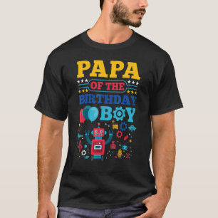 T-shirt Papa of Birthday Boy Robot Matching Family Par