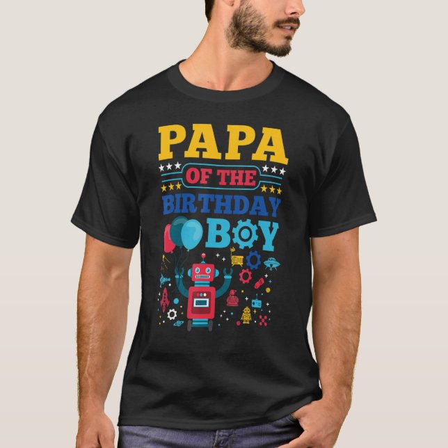 T-shirt Papa of Birthday Boy Robot Matching Family Par (Devant)