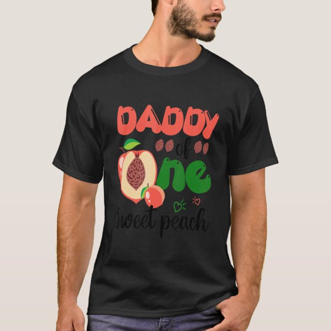 T-shirt Papa Of One Sweet Peach mignonne Famille 1er Naiss (Devant)