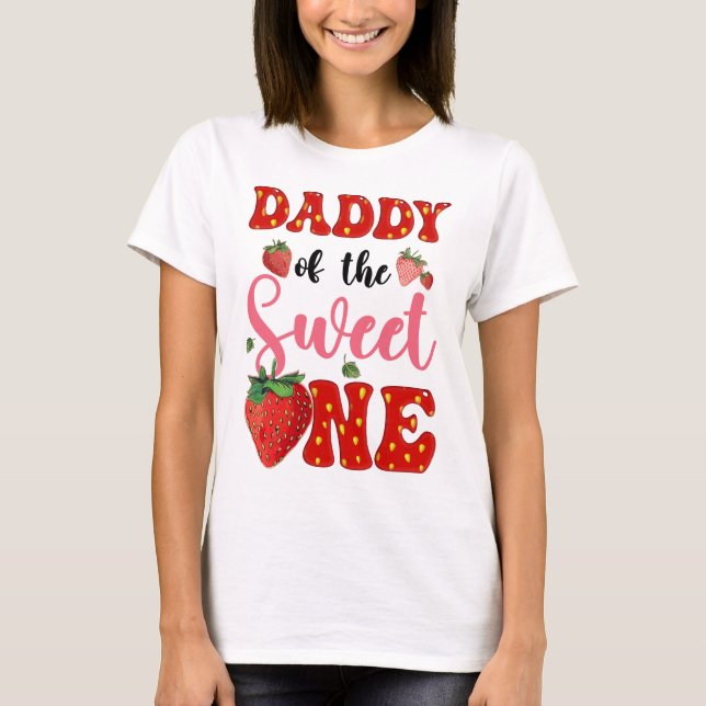 T-shirt Papa Of Sweet One Strawberry Frist 1er anniversair (Devant)