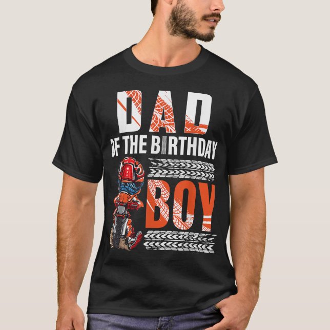 T-shirt Papa of the Birthday Boy Dirt Bike B-day motocross (Devant)