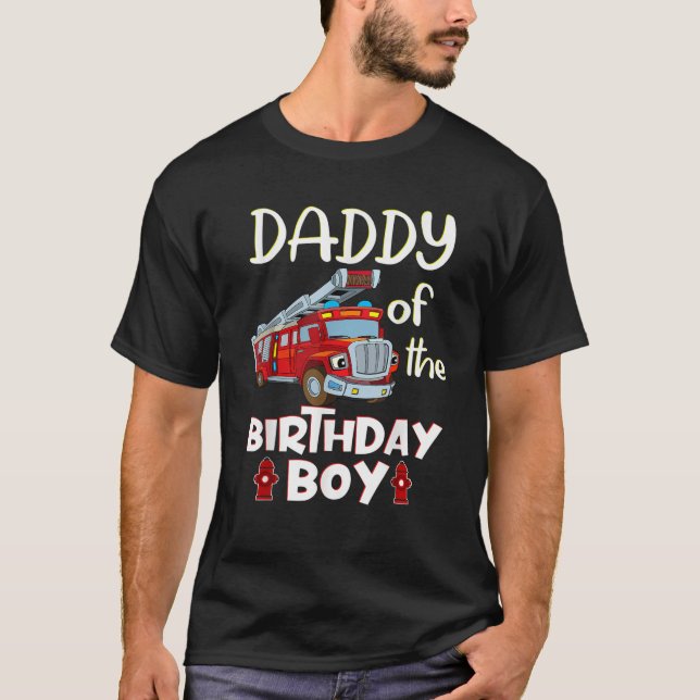 T-shirt Papa of the Birthday Boy Fire Truck Chemise Firefi (Devant)