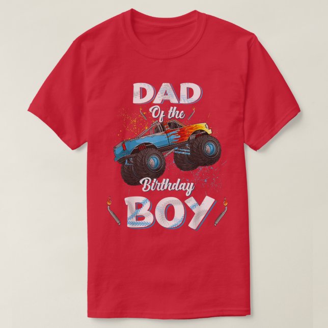 T-shirt Papa Of The Birthday Boy Monster Camion Anniversai (Design devant)