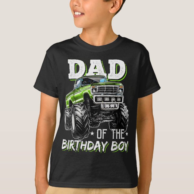 T-shirt Papa of the Birthday Boy Monster Truck Anniversair (Devant)