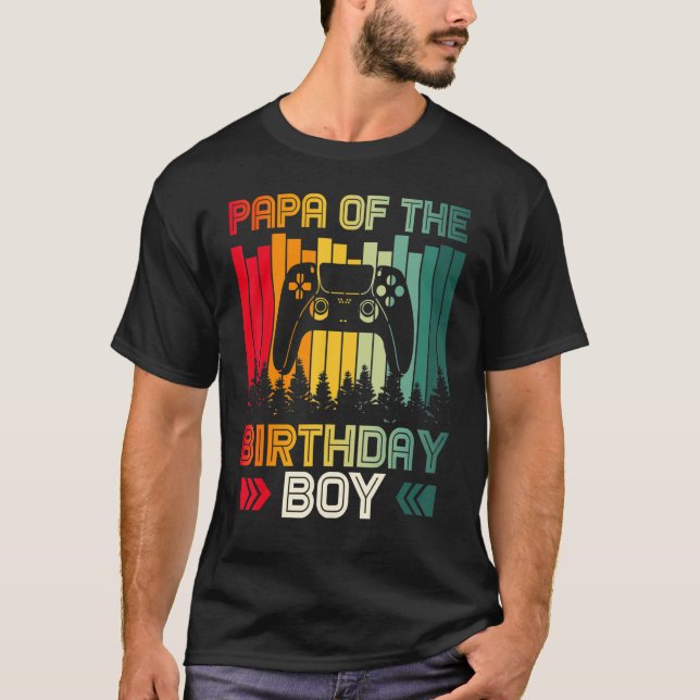 T-shirt Papa Of The Birthday Boy Vidéo Jeu Retro B Day Fa (Devant)