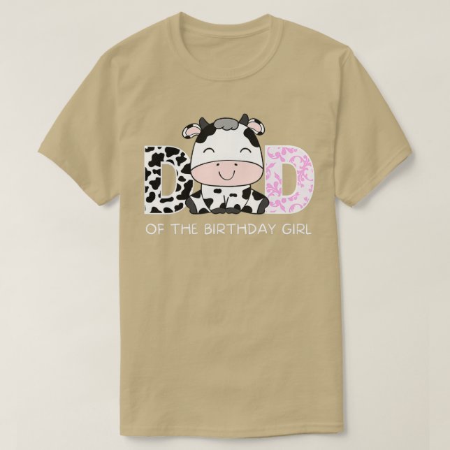 T-shirt Papa of the Birthday For Girl Daddy Cow Farm Birth (Design devant)