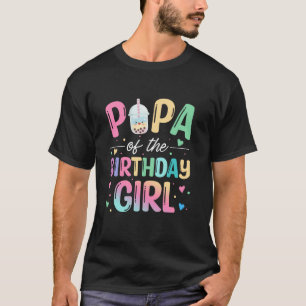 T-shirt Papa Of The Birthday Girl Bubble Boba Tea Party Fa