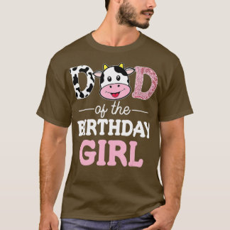 T-shirt Papa of the Birthday Girl Shirt Farm Cow Daddy Pap