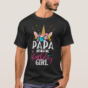 T-shirt Papa Of The Birthday Girl Unicorn B-Day Anniversar