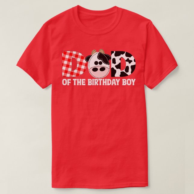 T-shirt Papa of the Birthday Pour Boy Cow Farm 1er Anniver (Design devant)