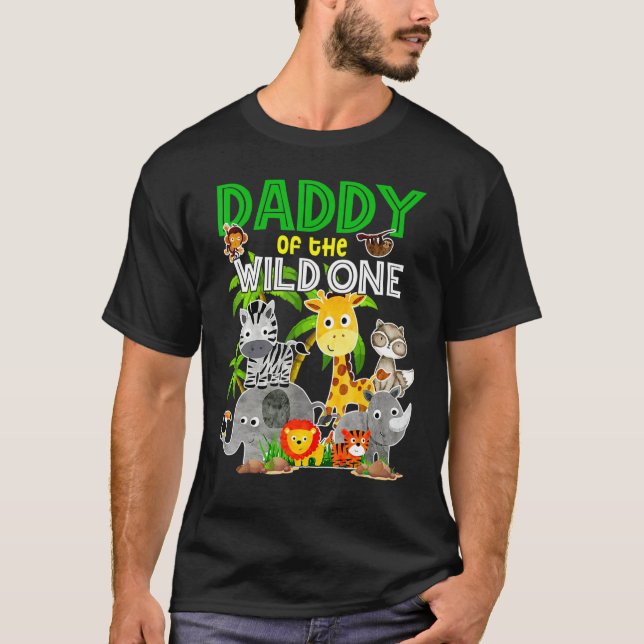T-shirt Papa Of The Wild One Birthday Zoo Safari Jungle A (Devant)