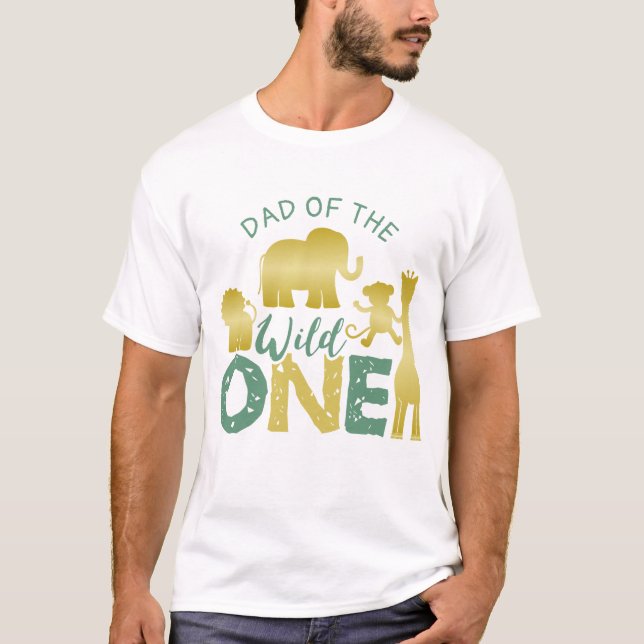 T-shirt Papa of the Wild One Safari 1er Anniversaire Gold  (Devant)