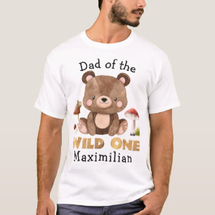 T-shirt Papa of the Wild One Woodland Bear Anniversaire T-