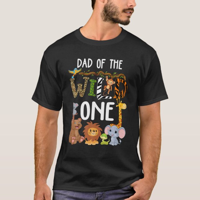 T-shirt Papa Of The Wild One Zoo Anniversaire Safari Jungl (Devant)