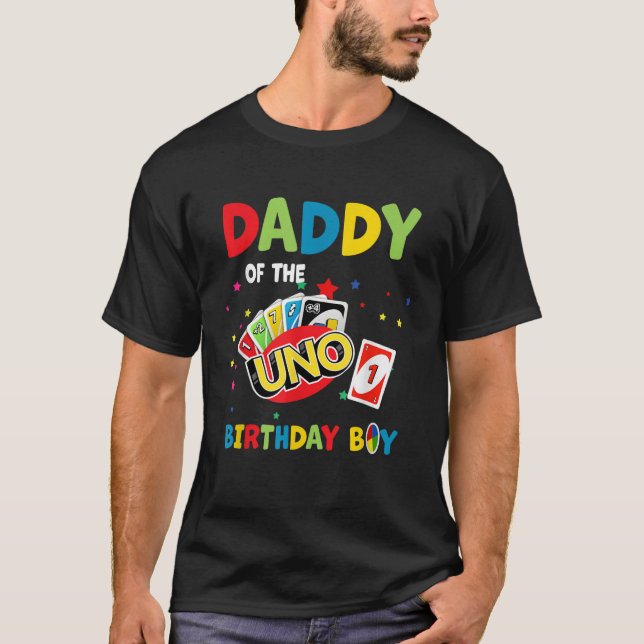 T-shirt Papa Of Uno Birthday Boy Uno Birthday Boy (Devant)