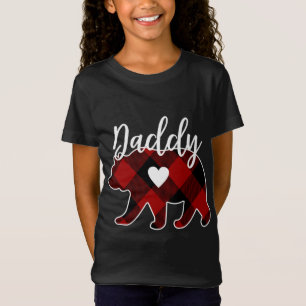 T-Shirt Papa Ours Buffle de Noël Plaid Rouge Blanc Et B