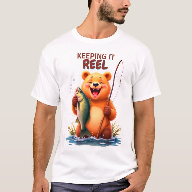 T-shirt Papa Ours de pêche Prend Poisson  (Devant)
