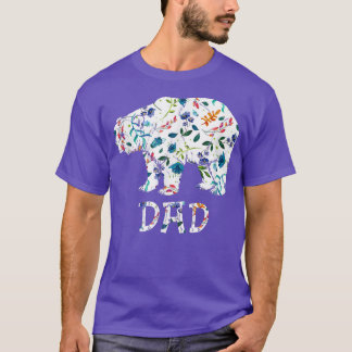 T-shirt Papa Ours Floral Cadeaux Correspondant Famille Fle