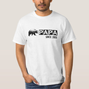 T-shirt Papa Ours Grunge Depuis 2014, Noir