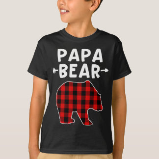 T-shirt Papa Ours Noir Et Rouge Ours Plaid Grand-Père Noël
