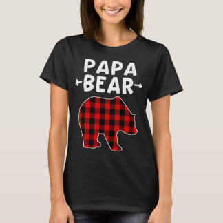 T-shirt Papa Ours Noir Et Rouge Ours Plaid Grand-Père Noël