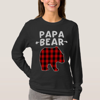 T-shirt Papa Ours Noir Et Rouge Ours Plaid Grand-Père Noël