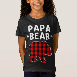 T-Shirt Papa Ours Noir Et Rouge Ours Plaid Grand-Père Noël