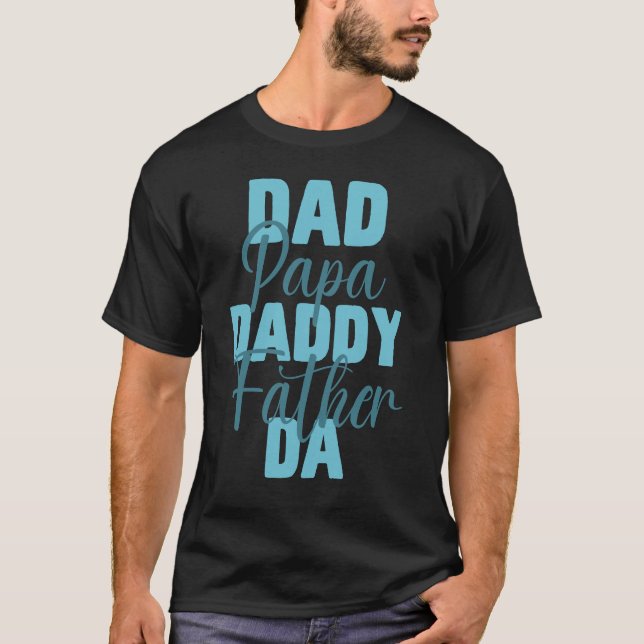 T-shirt Papa papa papa papa père da bleu typographie (Devant)