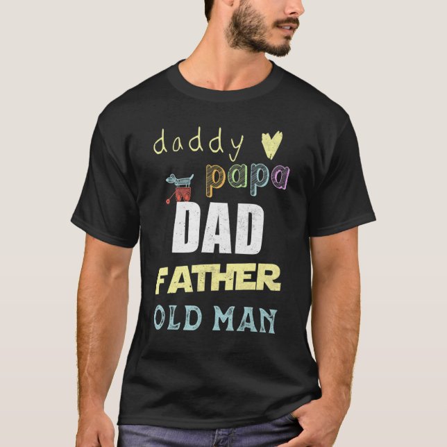 T-shirt Papa Papa Papa Papa Père Vieux Homme Patrie Rôles  (Devant)