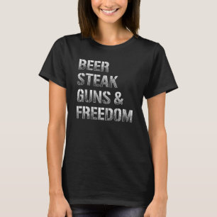 T-shirt Papa Papi Vétérinaire Us Drapeau Bière Steak Guns 
