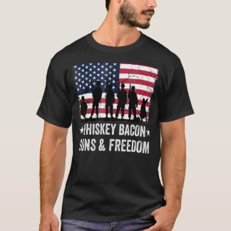 T-shirt Papa Papi Vétérinaire Us Drapeau Whiskey Bacon Arm