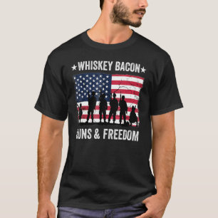 T-shirt Papa Papi Vétérinaire Us Drapeau Whiskey Bacon Arm