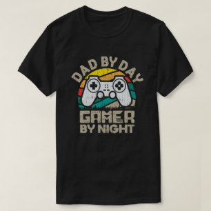T-shirt Papa Par Joueur De Jour Par Joueur Vidéo De Nuit 