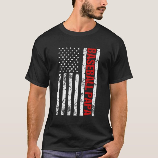 T-shirt Papa Patriotique Baseball (Devant)