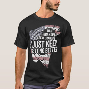 T-shirt Papa Pêcheur Grand-Père Humour Patriotique Citatio