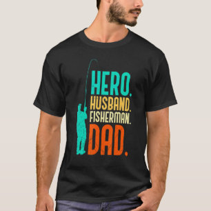 T-shirt Papa Pêcheur Mari Héros Hommes