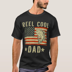 T-shirt Papa Pêcheur Papa Vraiment Cool Drapeau Américain