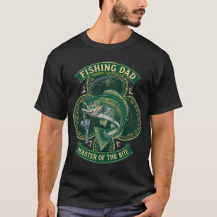T-shirt Papa Pêcheur Trophée Stratège Drôle Emblème Bar Ba