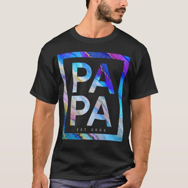 T-shirt Papa père personnalisé aquarelle colorée (Devant)