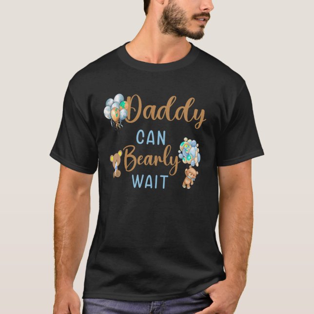 T-shirt Papa peut attendre sans sexe baby shower M (Devant)