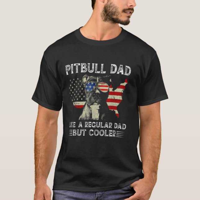 T-shirt Papa Pitbull Branché Comme Un Papa Normal Mais Plu (Devant)