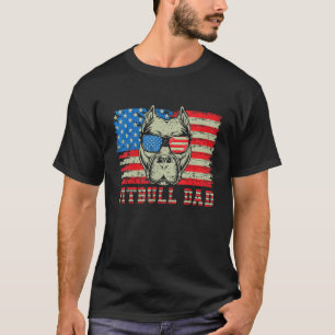 T-shirt Papa Pitbull Drôle Américain Pit Bull Chien Drapea